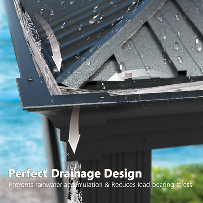 24-Ft X 14-Ft Gazebo Black Gazebo with Hardtop Roof (Screen Included)