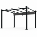 16 Ft. W X 12 Ft. D Aluminum Pergola Outdoor with Dark Gray Retractable Canopy